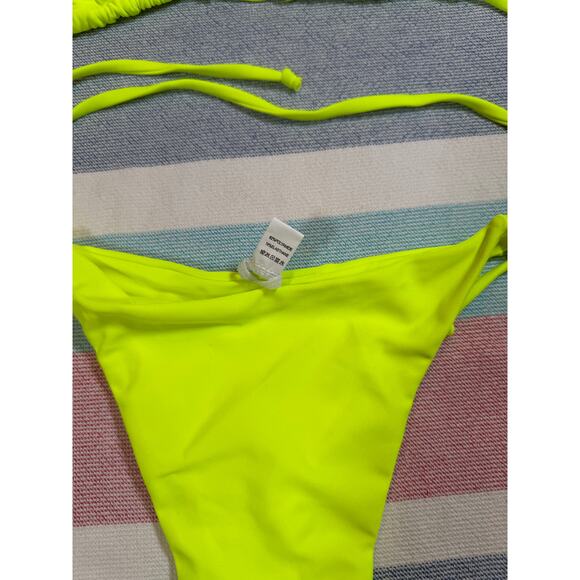 NWOT Neon Yellow Tie Bikini Set – Size Medium - Picture 5 of 8